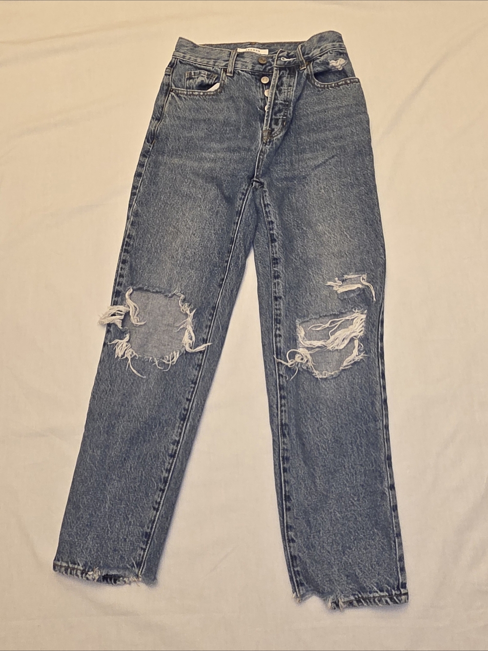 PacSun High Rise Light Blue Distressed Denim Jeans with Button Fly sz w27
